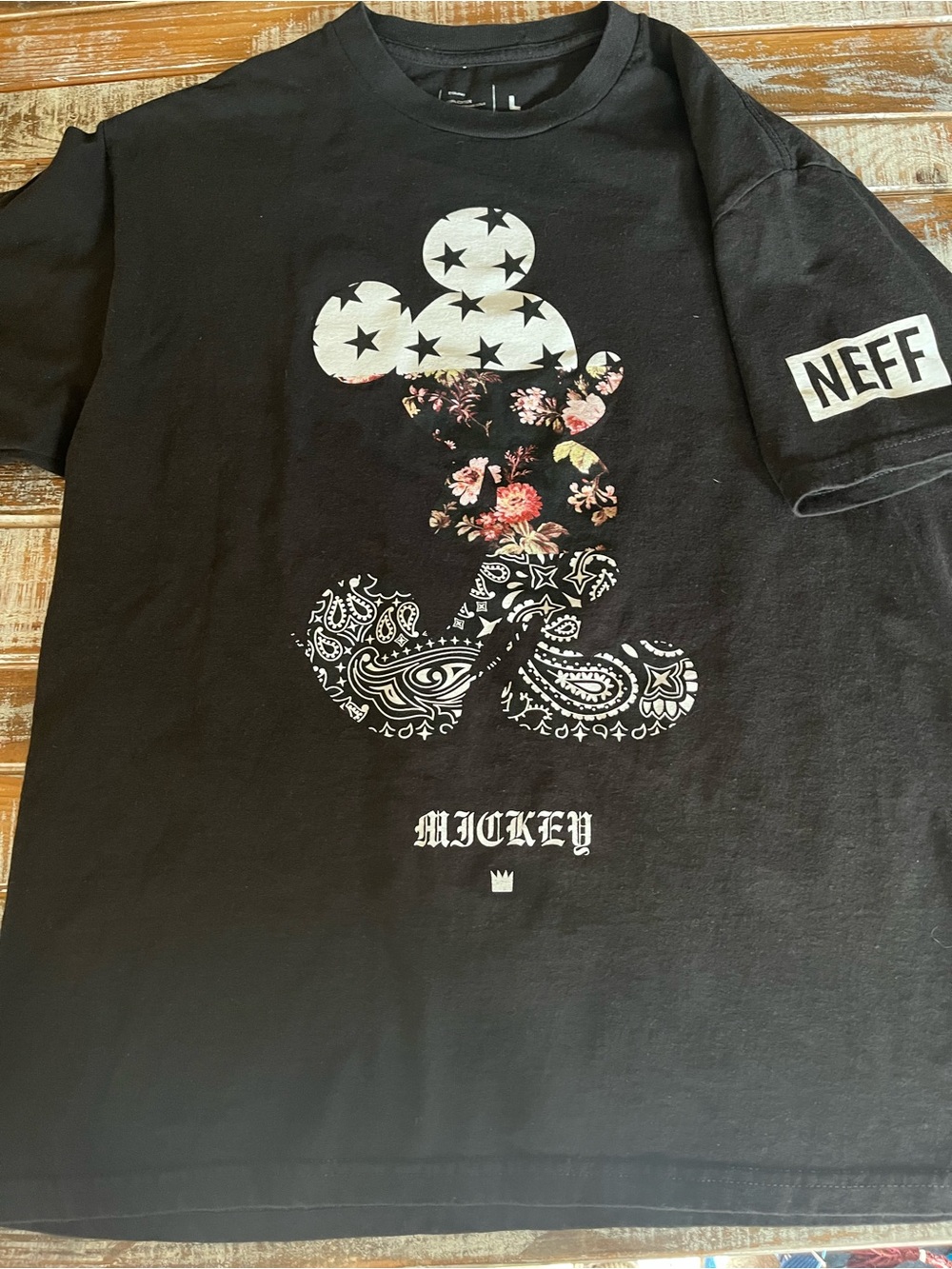 Disney Black Graphic Tee with White Star Motif